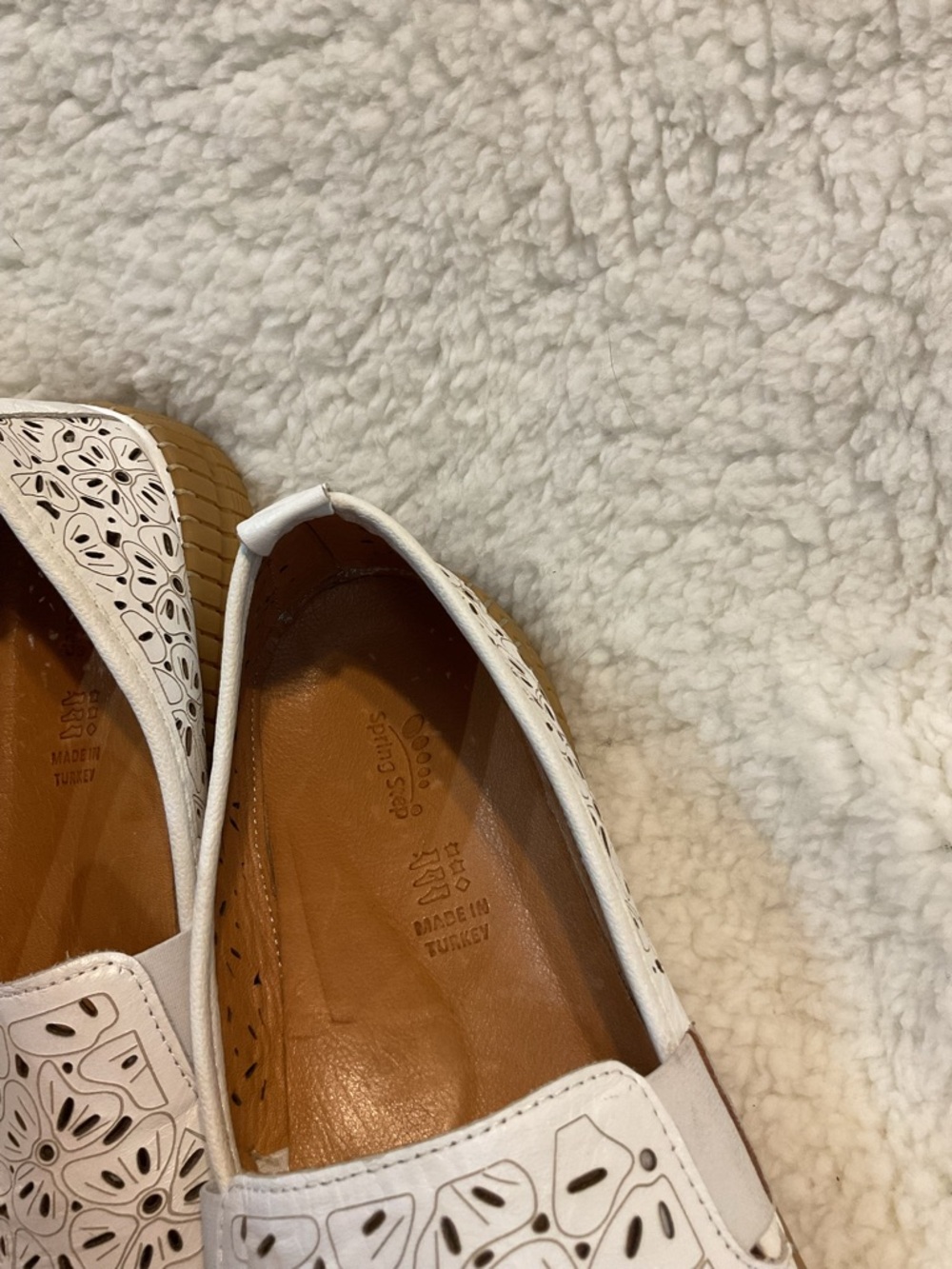 Spring Step White Laser-Cut Floral Slip-On Loafers - Picture 3 of 6